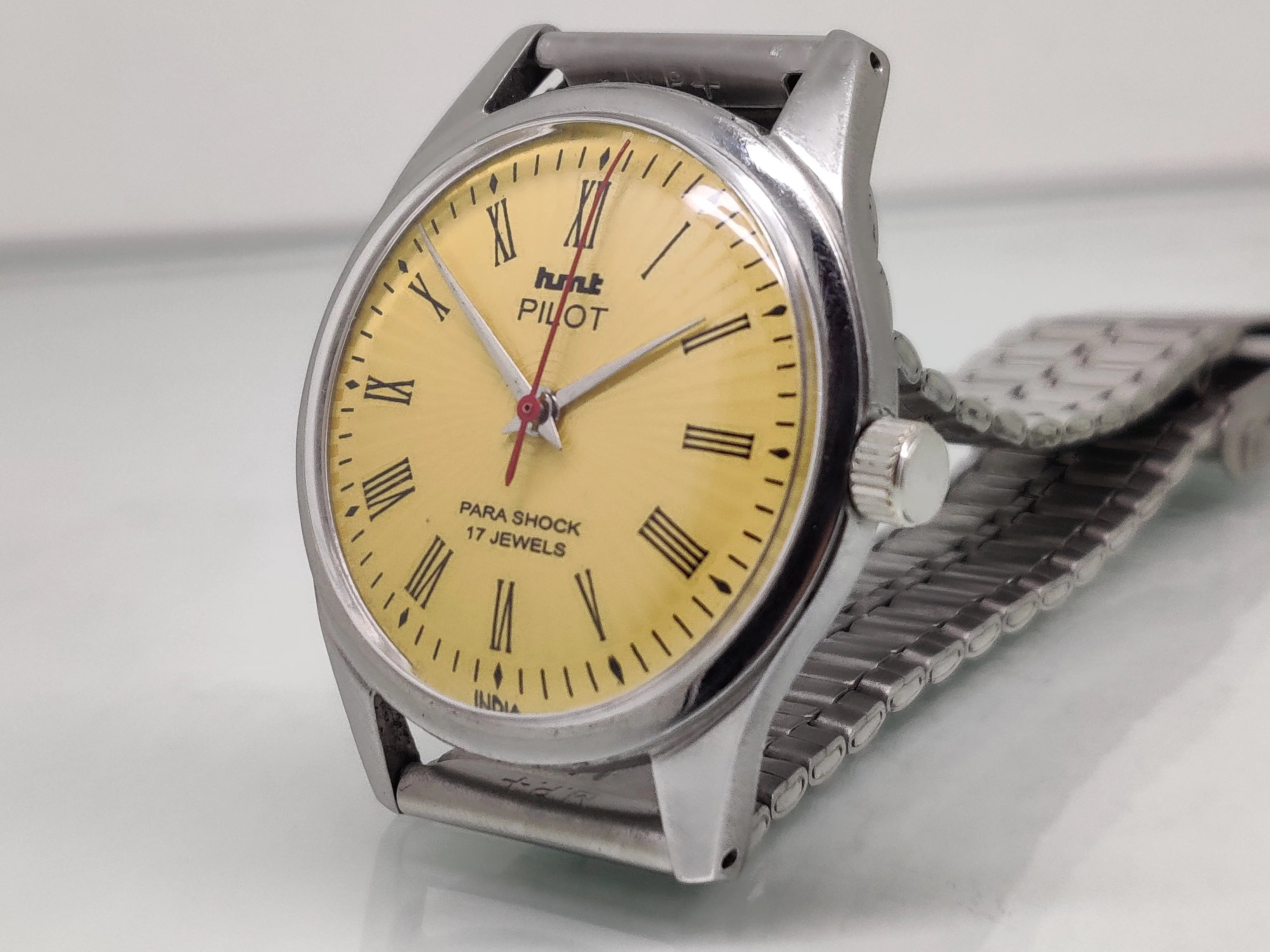 Hmt Pilot Mechanical Handwinding Movement stainless Steel Para Shock 17 Jewels Analog Dial Wrist Watch For Men National Watches