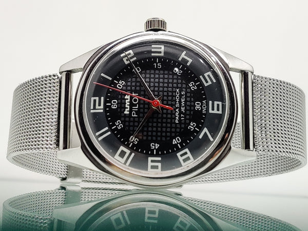 Hmt Pilot Mechanical Handwinding Movement stainless Steel Para Shock 17 Jewels Analog Dial Wrist Watch For Men