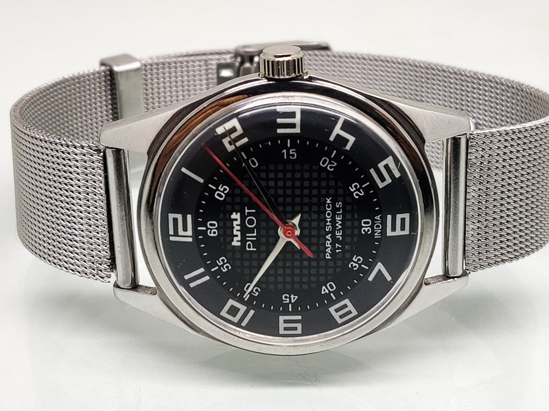 Hmt Pilot Mechanical Handwinding Movement stainless Steel Para Shock 17 Jewels Analog Dial Wrist Watch For Men