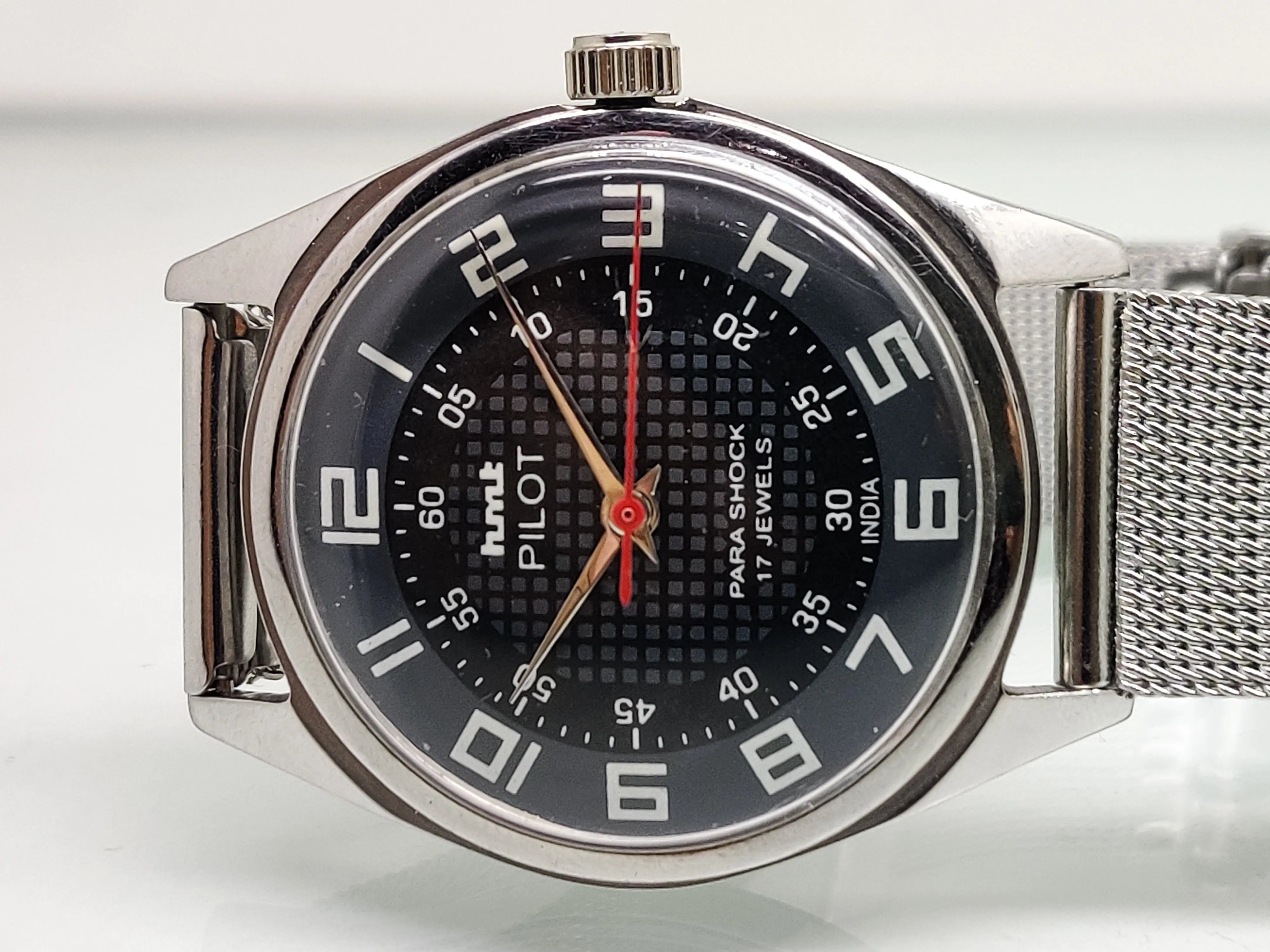Hmt Pilot Mechanical Handwinding Movement stainless Steel Para Shock 17 Jewels Analog Dial Wrist Watch For Men National Watches