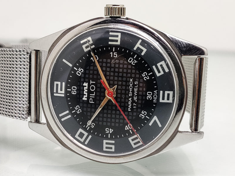 Hmt Pilot Mechanical Handwinding Movement stainless Steel Para Shock 17 Jewels Analog Dial Wrist Watch For Men