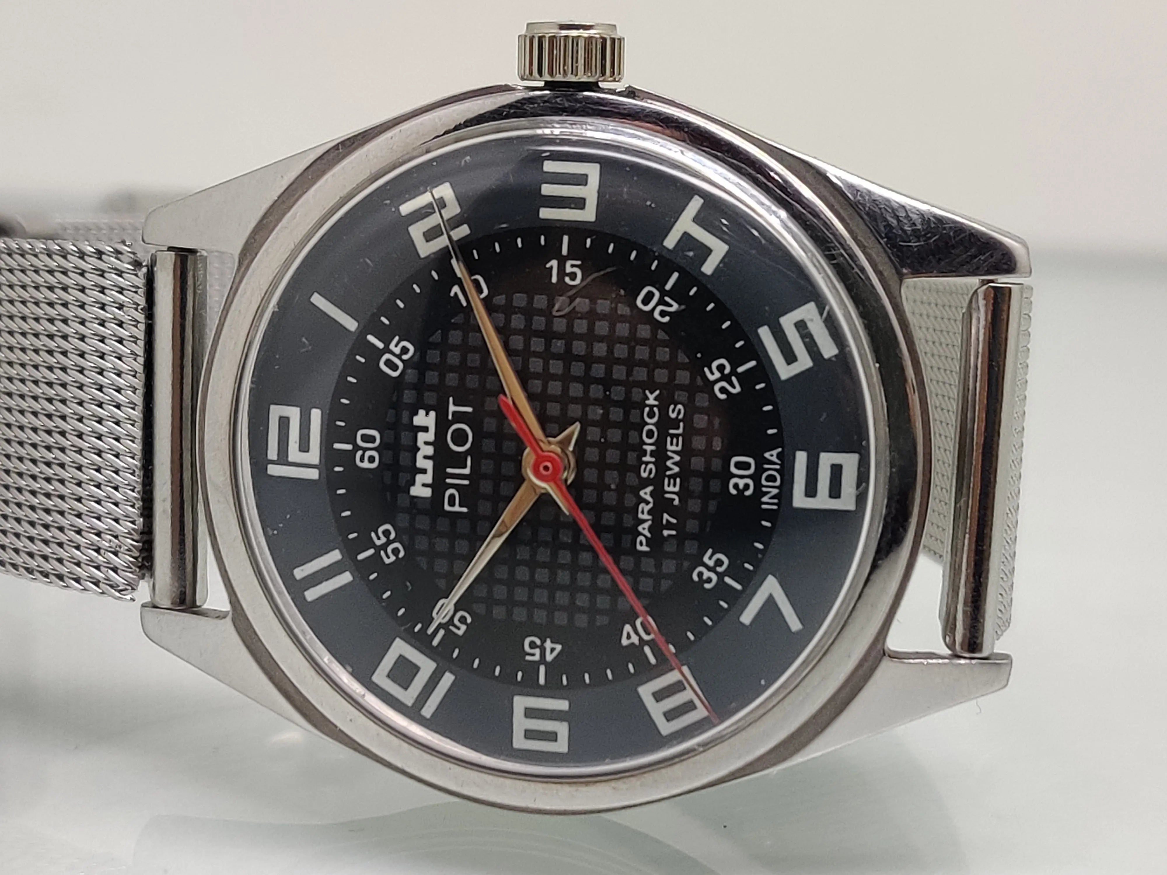 Hmt Pilot Mechanical Handwinding Movement stainless Steel Para Shock 17 Jewels Analog Dial Wrist Watch For Men National Watches