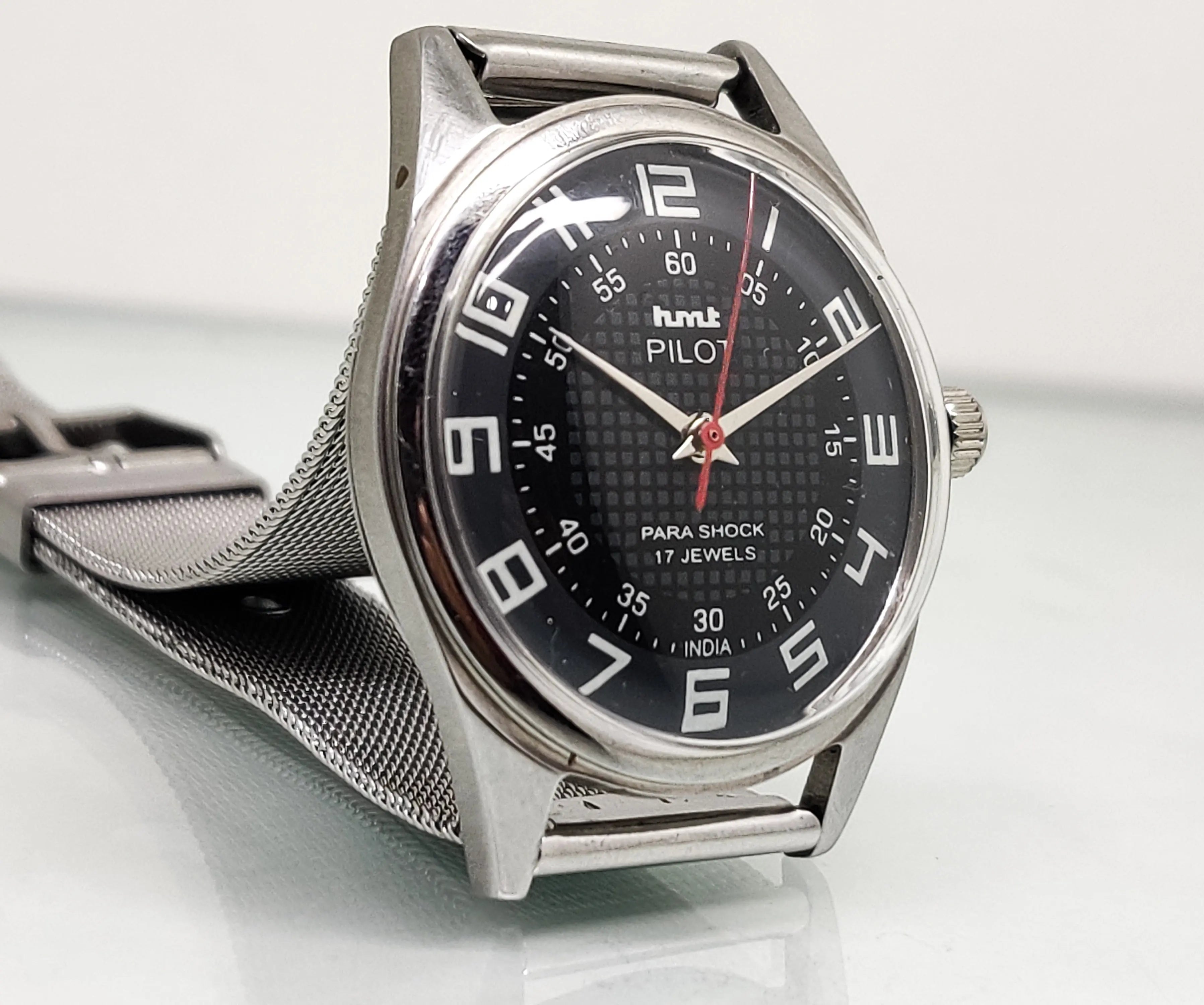 Hmt Pilot Mechanical Handwinding Movement stainless Steel Para Shock 17 Jewels Analog Dial Wrist Watch For Men National Watches