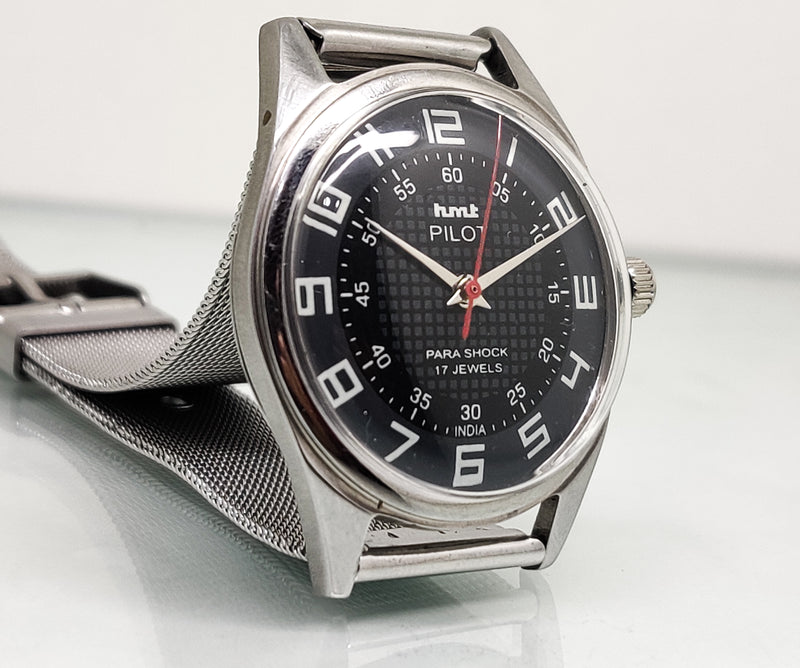 Hmt Pilot Mechanical Handwinding Movement stainless Steel Para Shock 17 Jewels Analog Dial Wrist Watch For Men