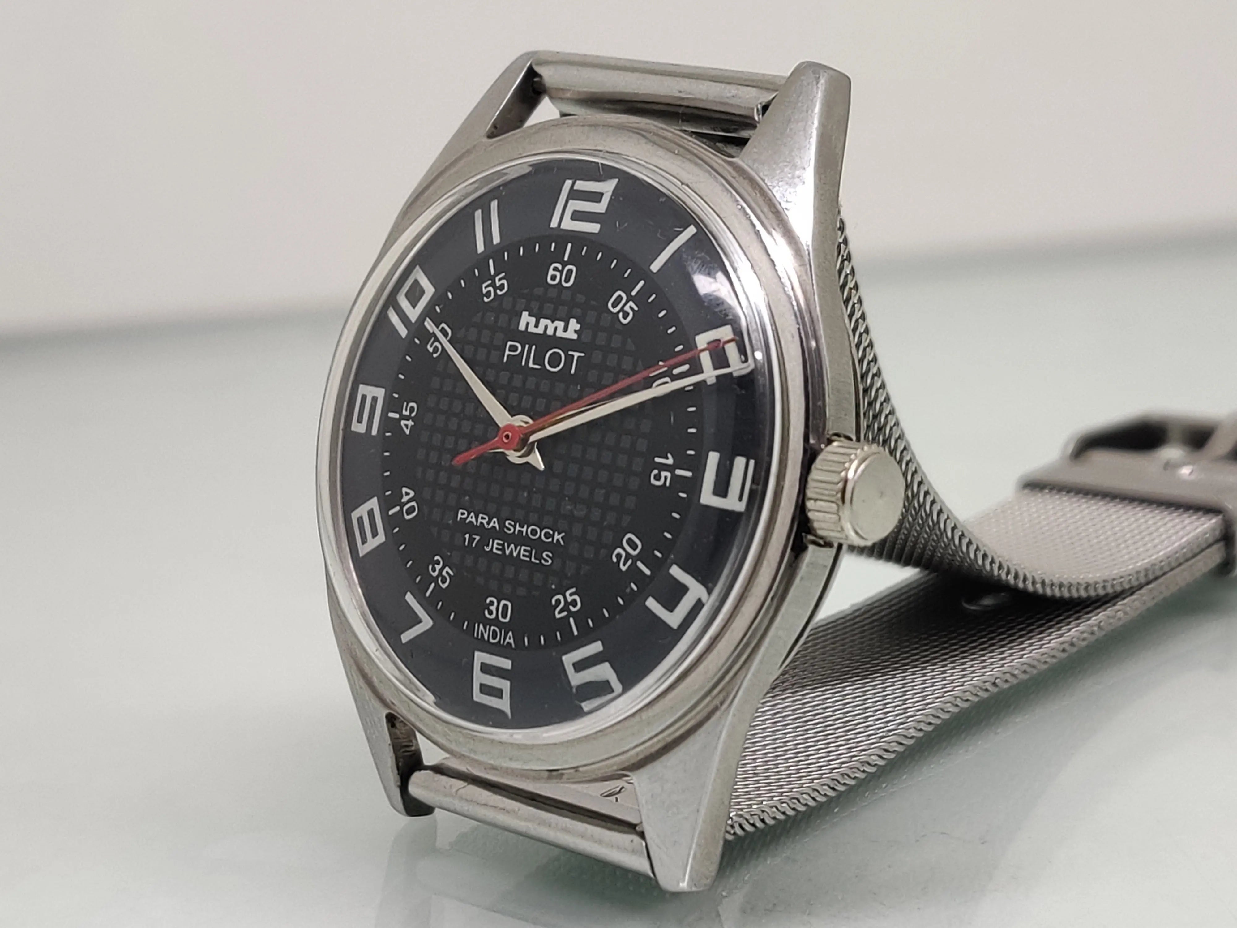 Hmt Pilot Mechanical Handwinding Movement stainless Steel Para Shock 17 Jewels Analog Dial Wrist Watch For Men National Watches
