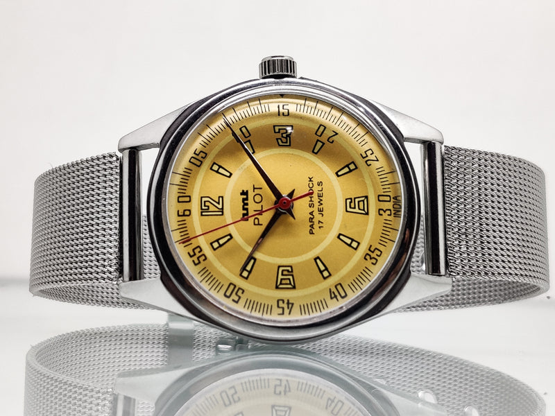 Hmt Pilot Mechanical Handwinding Movement stainless Steel Para Shock 17 Jewels Analog Dial Wrist Watch For Men