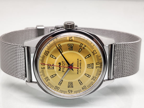 Hmt Pilot Mechanical Handwinding Movement stainless Steel Para Shock 17 Jewels Analog Dial Wrist Watch For Men