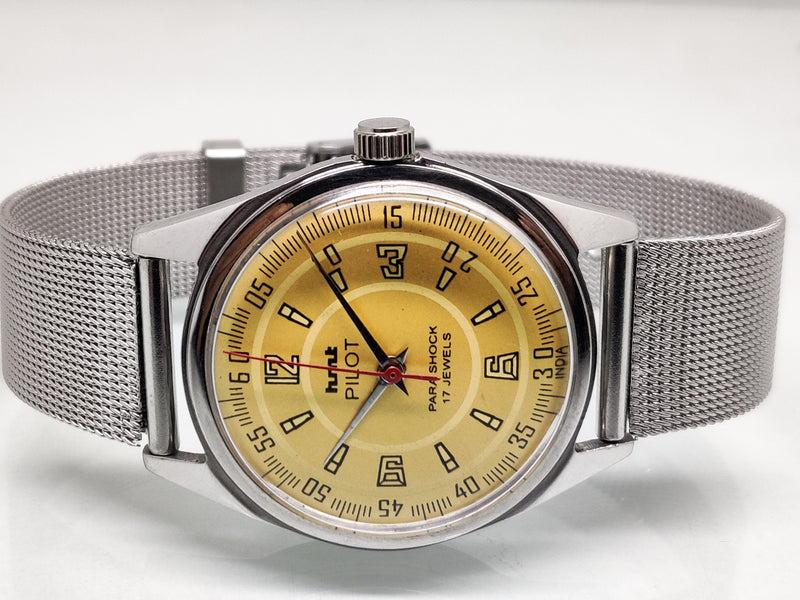 Hmt Pilot Mechanical Handwinding Movement stainless Steel Para Shock 17 Jewels Analog Dial Wrist Watch For Men