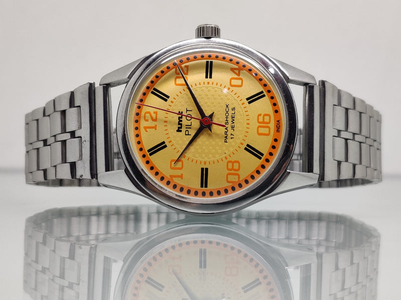 Hmt Pilot Mechanical Handwinding Movement stainless Steel Para Shock 17 Jewels Analog Dial Wrist Watch For Men