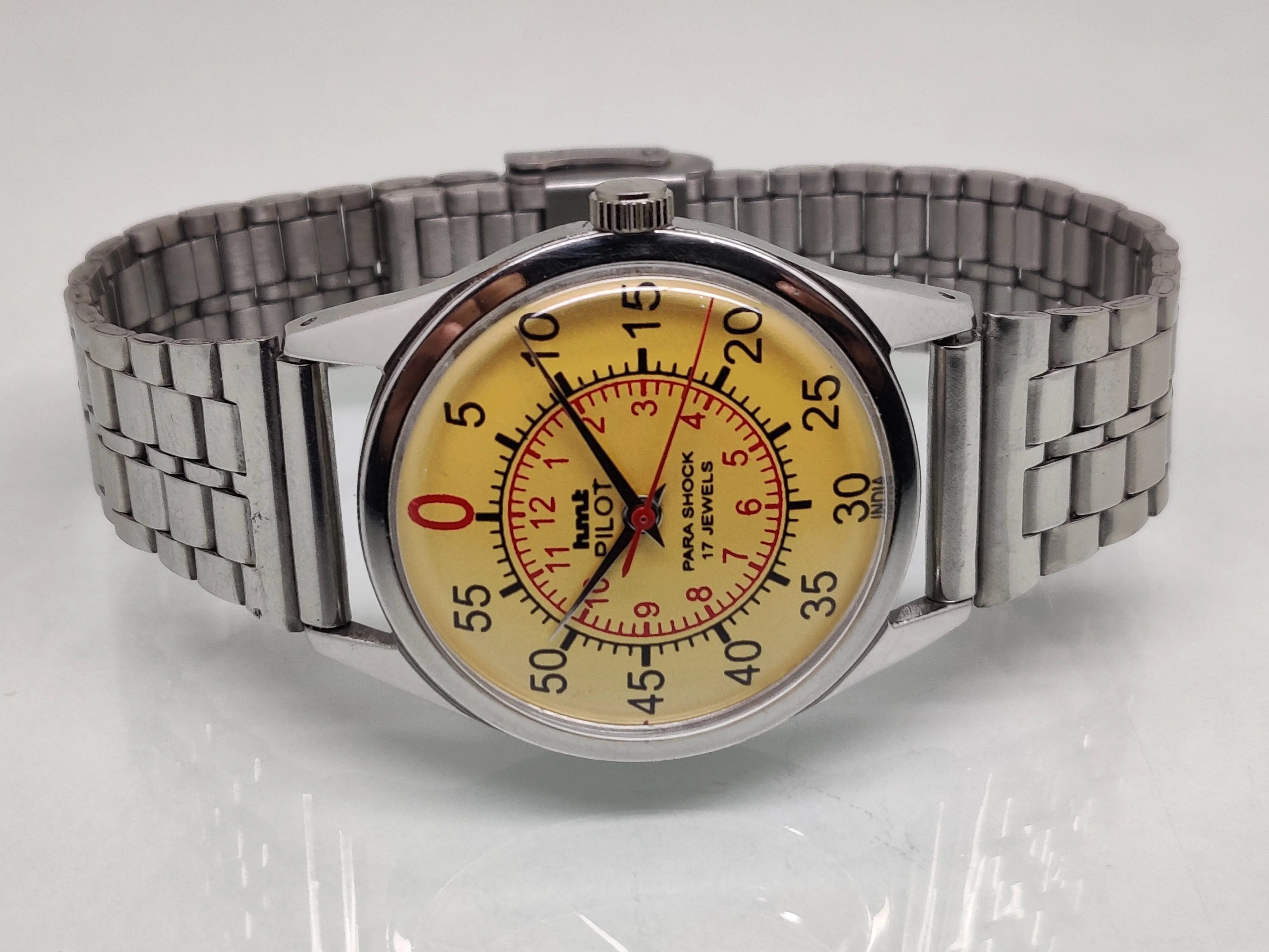 Hmt Pilot Mechanical Handwinding Movement stainless Steel Para Shock 17 Jewels Analog Dial Wrist Watch For Men National Watches