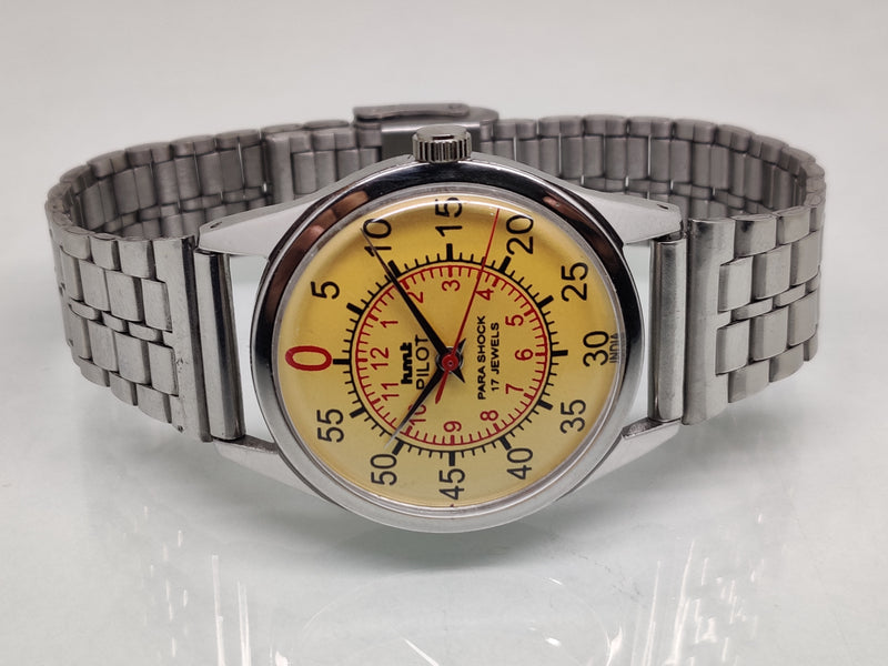 Hmt Pilot Mechanical Handwinding Movement stainless Steel Para Shock 17 Jewels Analog Dial Wrist Watch For Men