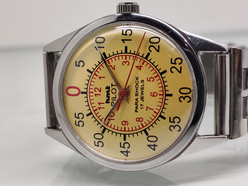 Hmt Pilot Mechanical Handwinding Movement stainless Steel Para Shock 17 Jewels Analog Dial Wrist Watch For Men