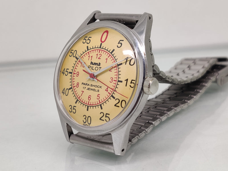 Hmt Pilot Mechanical Handwinding Movement stainless Steel Para Shock 17 Jewels Analog Dial Wrist Watch For Men