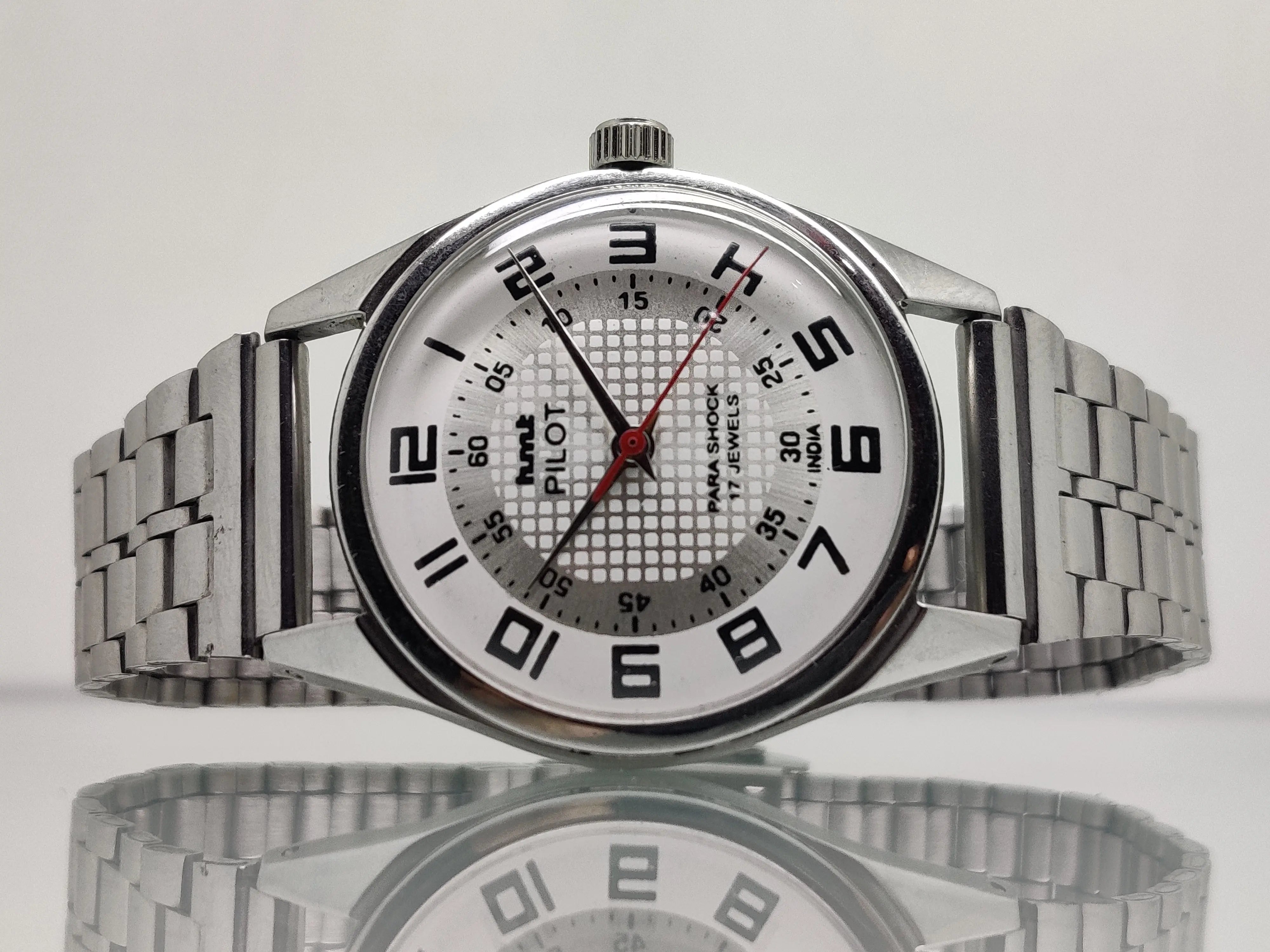 Hmt Pilot Mechanical Handwinding Movement stainless Steel Para Shock 17 Jewels Analog Dial Wrist Watch For Men National Watches