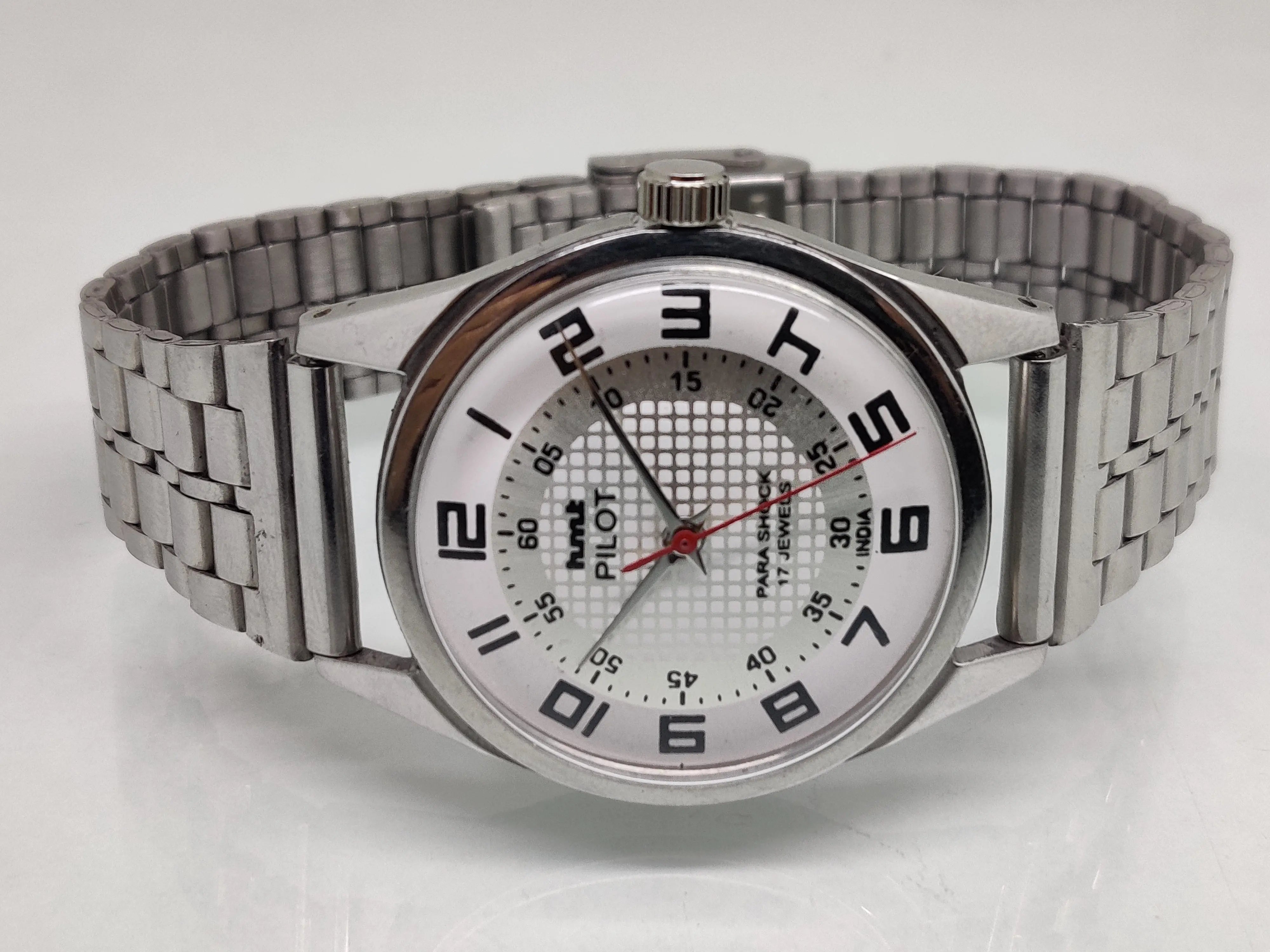 Hmt Pilot Mechanical Handwinding Movement stainless Steel Para Shock 17 Jewels Analog Dial Wrist Watch For Men National Watches