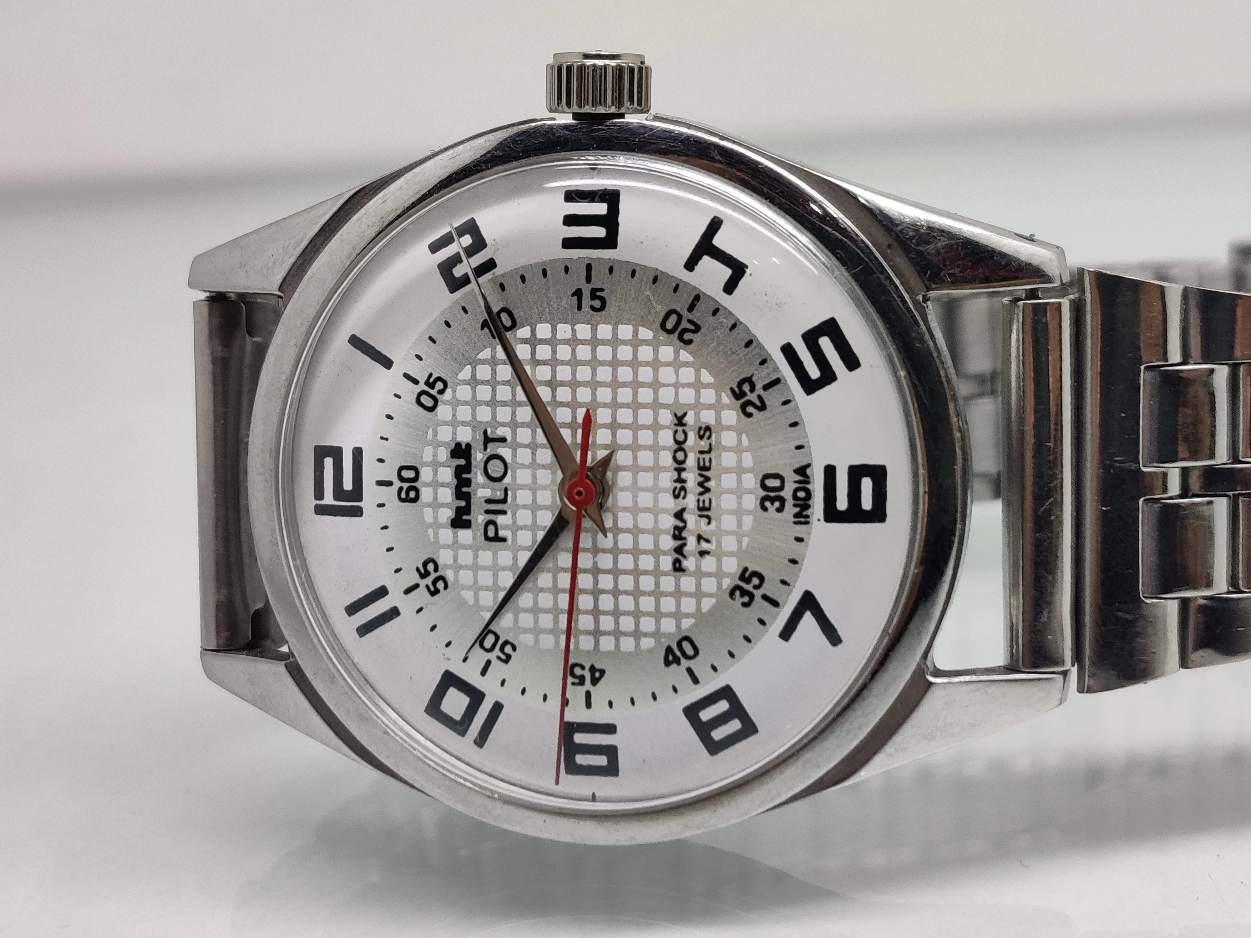 Hmt Pilot Mechanical Handwinding Movement stainless Steel Para Shock 17 Jewels Analog Dial Wrist Watch For Men National Watches