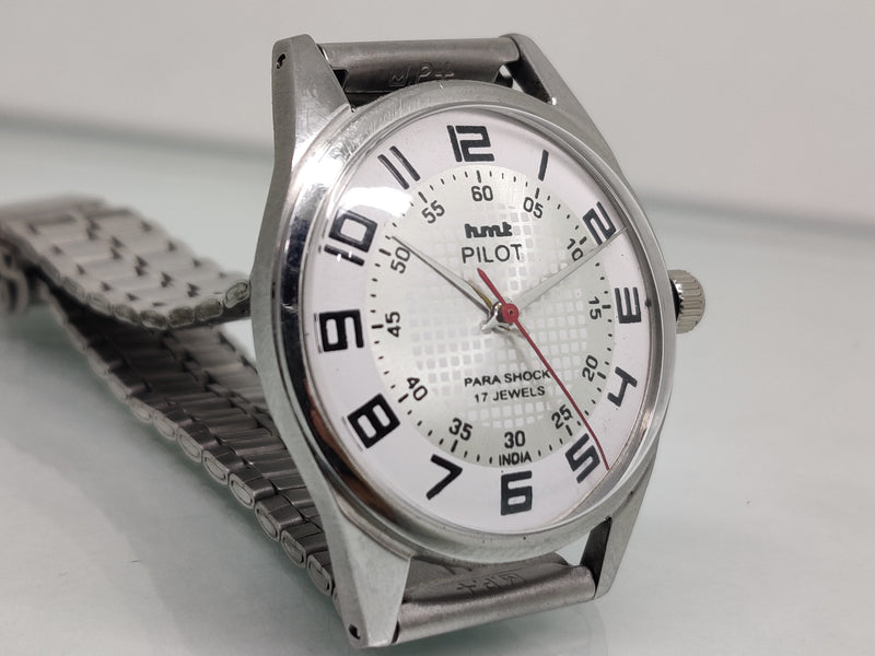 Hmt Pilot Mechanical Handwinding Movement stainless Steel Para Shock 17 Jewels Analog Dial Wrist Watch For Men