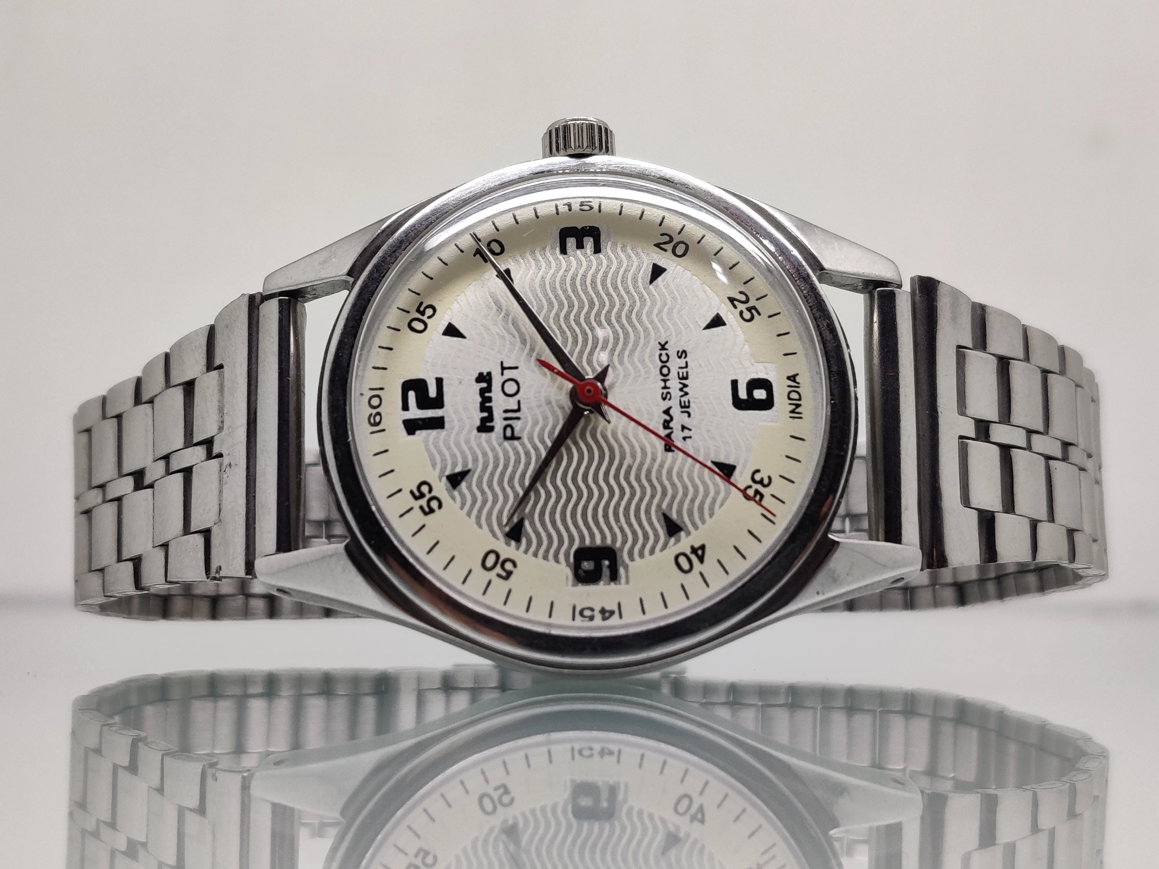 Hmt Pilot Mechanical Handwinding Movement stainless Steel Para Shock 17 Jewels Analog Dial Wrist Watch For Men National Watches