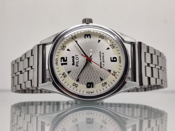 Hmt Pilot Mechanical Handwinding Movement stainless Steel Para Shock 17 Jewels Analog Dial Wrist Watch For Men
