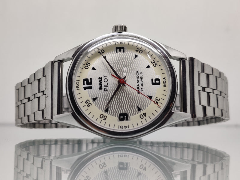 Hmt Pilot Mechanical Handwinding Movement stainless Steel Para Shock 17 Jewels Analog Dial Wrist Watch For Men