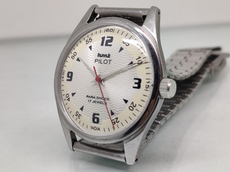 Hmt Pilot Mechanical Handwinding Movement stainless Steel Para Shock 17 Jewels Analog Dial Wrist Watch For Men