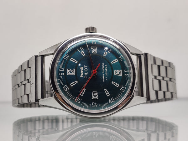 Hmt Pilot Mechanical Handwinding Movement stainless Steel Para Shock 17 Jewels Analog Dial Wrist Watch For Men