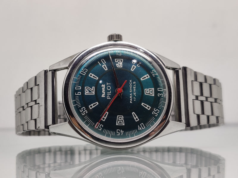Hmt Pilot Mechanical Handwinding Movement stainless Steel Para Shock 17 Jewels Analog Dial Wrist Watch For Men