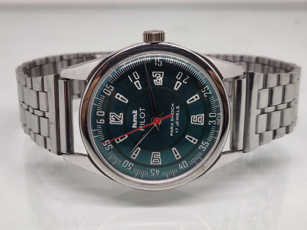Hmt Pilot Mechanical Handwinding Movement stainless Steel Para Shock 17 Jewels Analog Dial Wrist Watch For Men