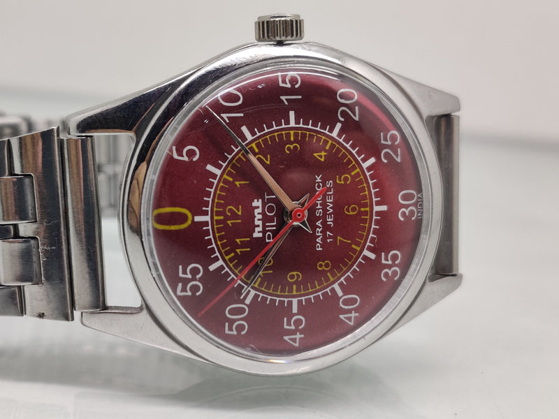 Hmt Pilot Mechanical Handwinding Movement stainless Steel Para Shock 17 Jewels Analog Dial Wrist Watch For Men