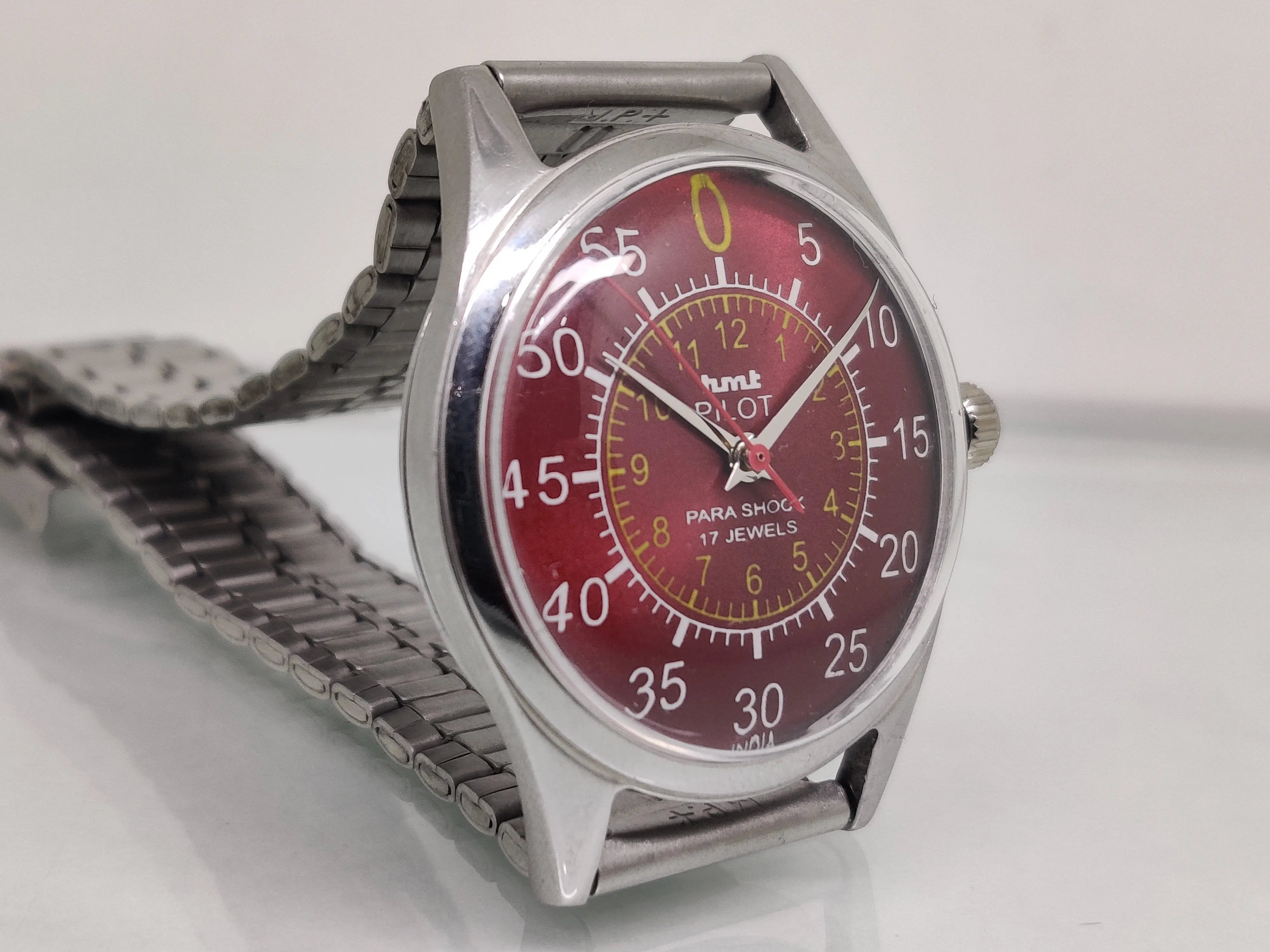 Hmt Pilot Mechanical Handwinding Movement stainless Steel Para Shock 17 Jewels Analog Dial Wrist Watch For Men National Watches