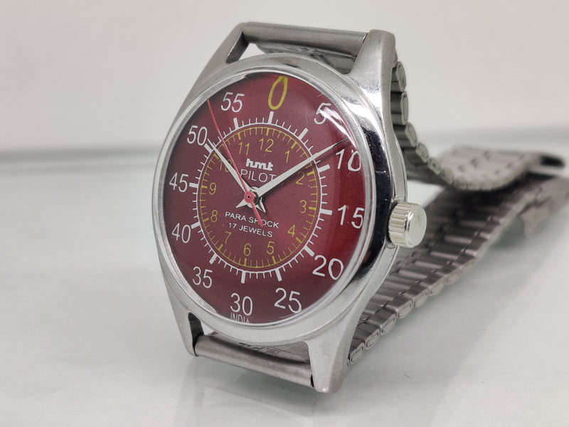 Hmt Pilot Mechanical Handwinding Movement stainless Steel Para Shock 17 Jewels Analog Dial Wrist Watch For Men