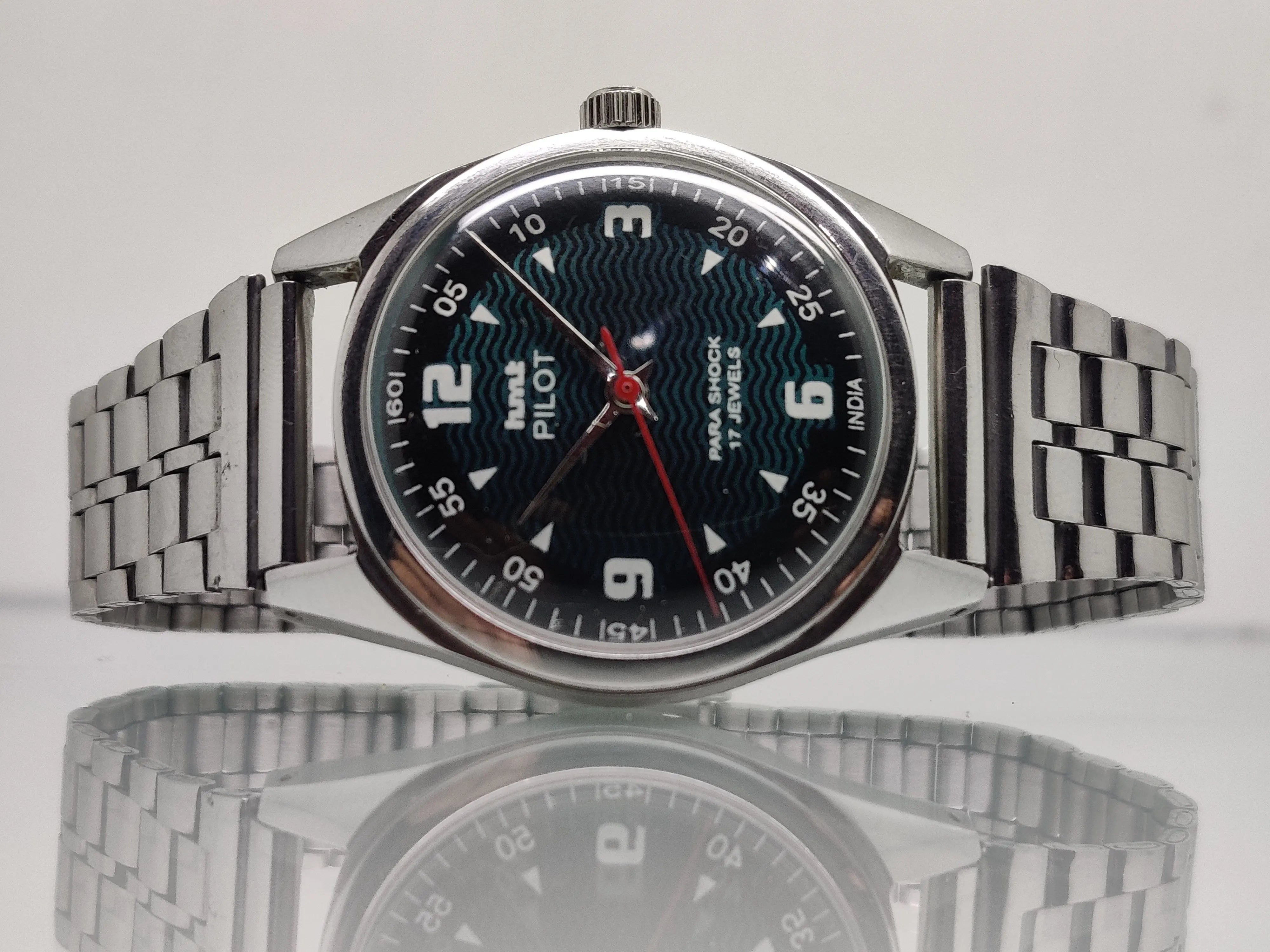 Hmt Pilot Mechanical Handwinding Movement stainless Steel Para Shock 17 Jewels Analog Dial Wrist Watch For Men National Watches
