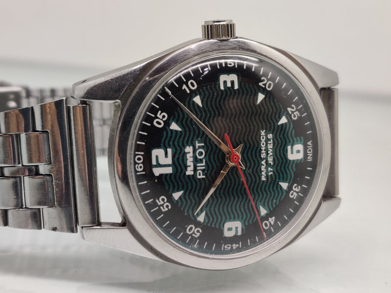 Hmt Pilot Mechanical Handwinding Movement stainless Steel Para Shock 17 Jewels Analog Dial Wrist Watch For Men