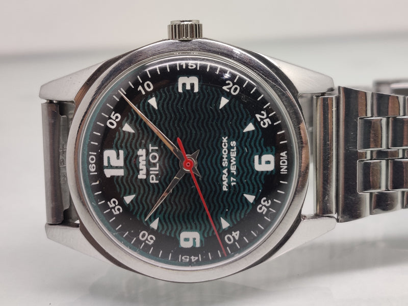 Hmt Pilot Mechanical Handwinding Movement stainless Steel Para Shock 17 Jewels Analog Dial Wrist Watch For Men