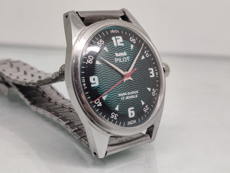 Hmt Pilot Mechanical Handwinding Movement stainless Steel Para Shock 17 Jewels Analog Dial Wrist Watch For Men