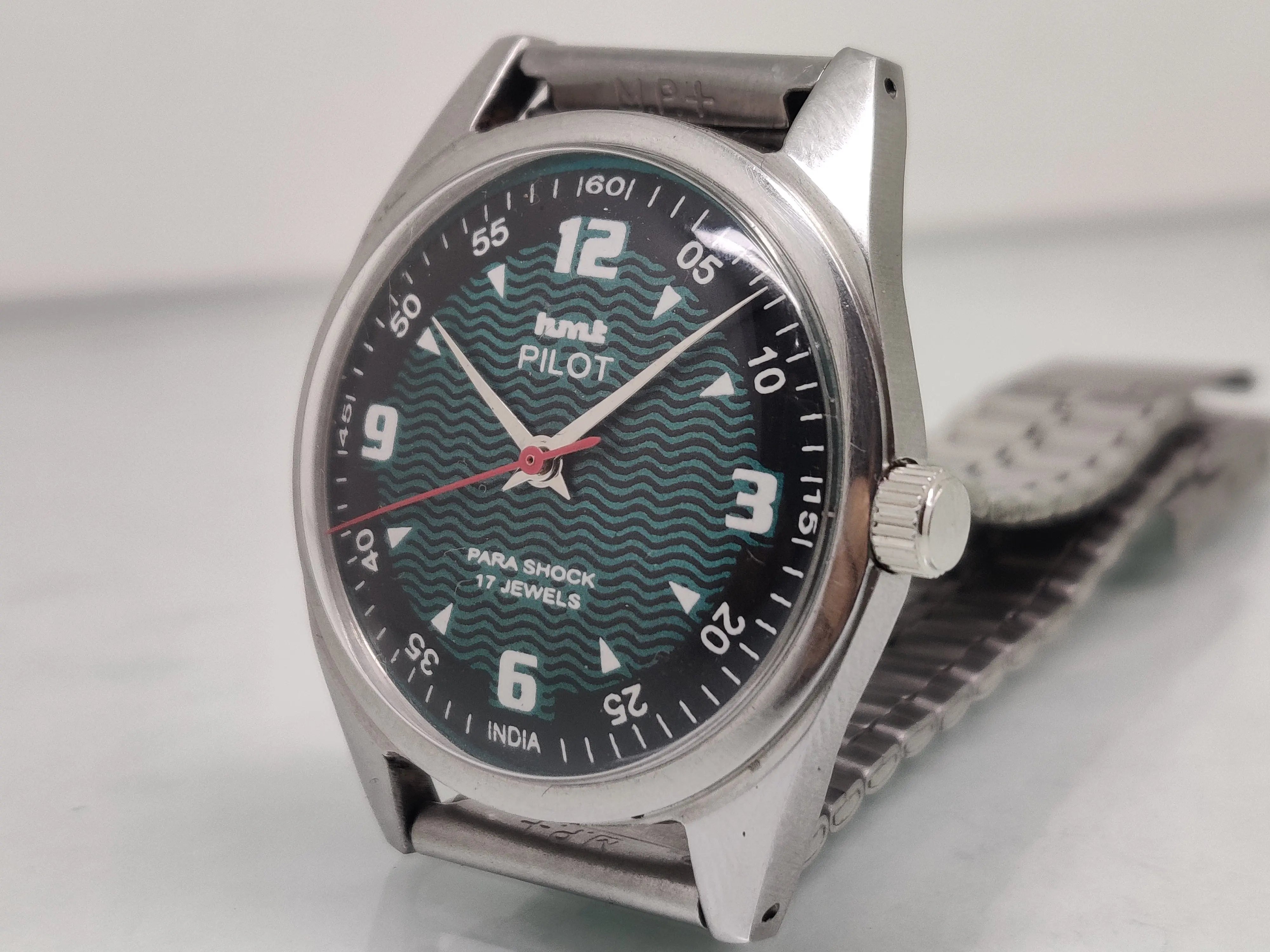 Hmt Pilot Mechanical Handwinding Movement stainless Steel Para Shock 17 Jewels Analog Dial Wrist Watch For Men National Watches