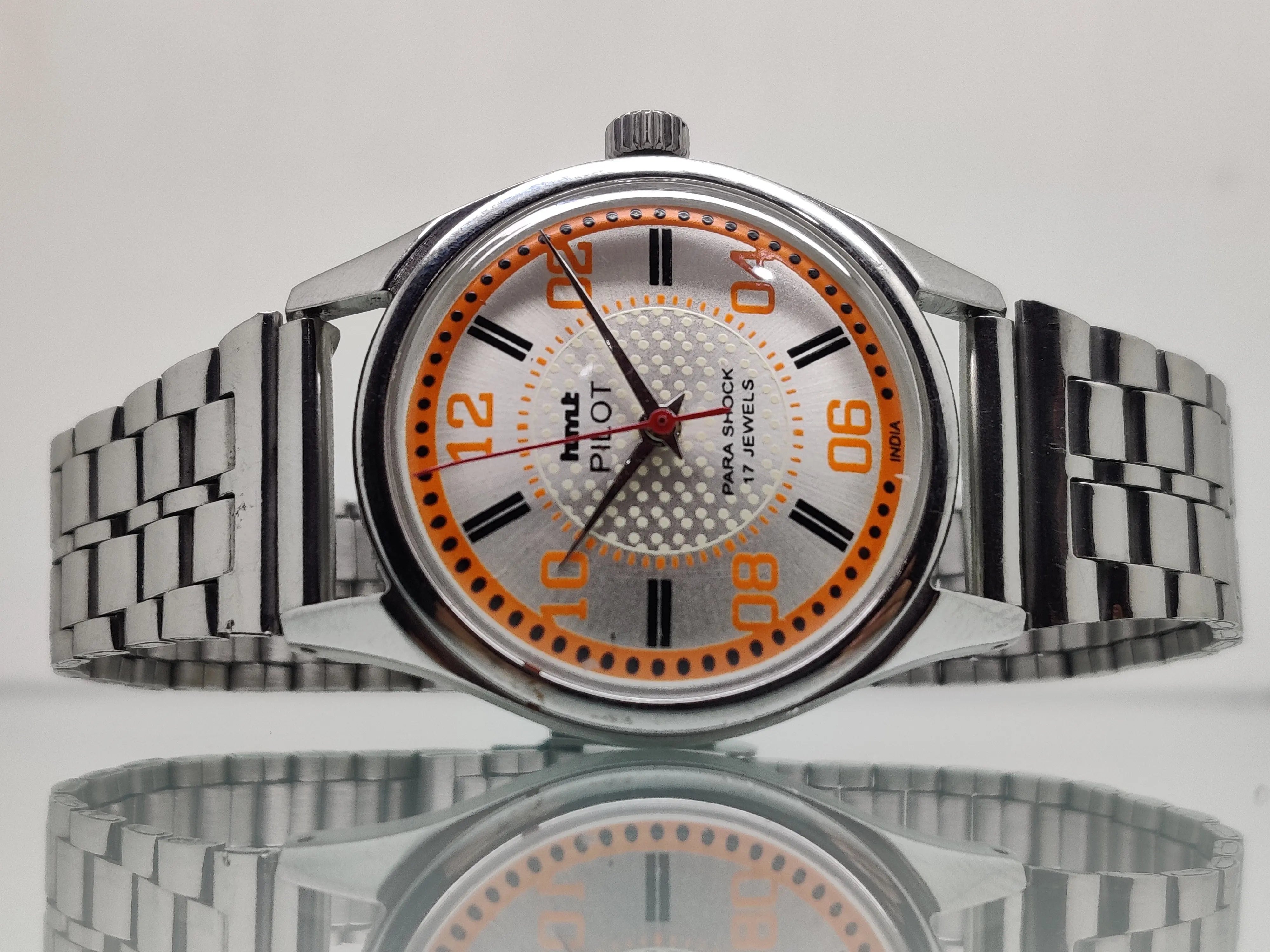 Hmt Pilot Mechanical Handwinding Movement stainless Steel Para Shock 17 Jewels Analog Dial Wrist Watch For Men National Watches