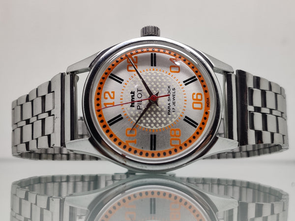 Hmt Pilot Mechanical Handwinding Movement stainless Steel Para Shock 17 Jewels Analog Dial Wrist Watch For Men