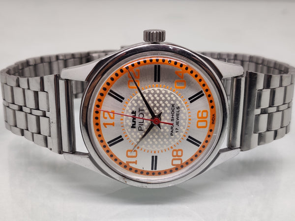 Hmt Pilot Mechanical Handwinding Movement stainless Steel Para Shock 17 Jewels Analog Dial Wrist Watch For Men