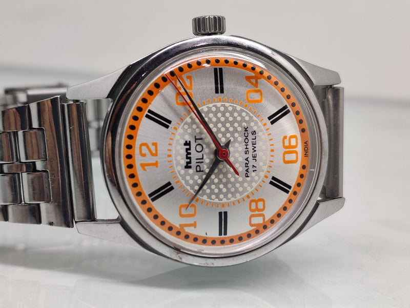 Hmt Pilot Mechanical Handwinding Movement stainless Steel Para Shock 17 Jewels Analog Dial Wrist Watch For Men