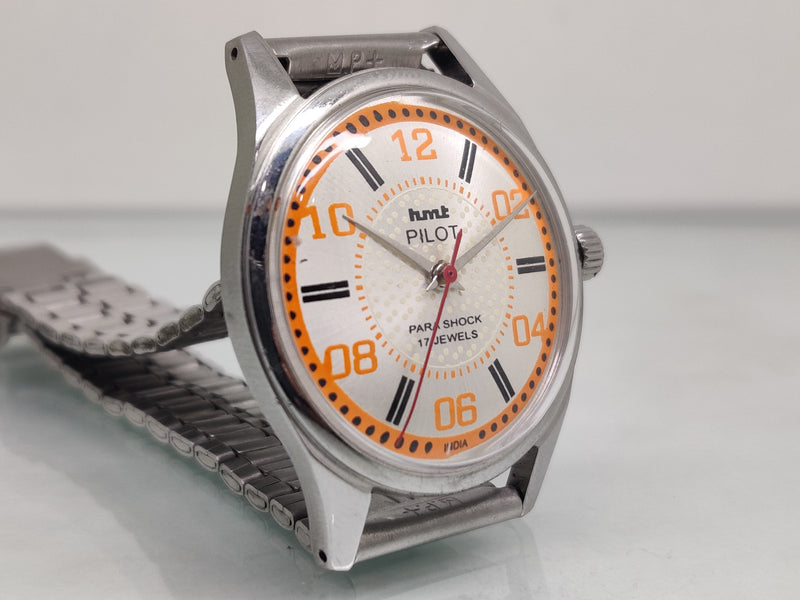 Hmt Pilot Mechanical Handwinding Movement stainless Steel Para Shock 17 Jewels Analog Dial Wrist Watch For Men