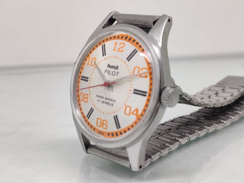 Hmt Pilot Mechanical Handwinding Movement stainless Steel Para Shock 17 Jewels Analog Dial Wrist Watch For Men