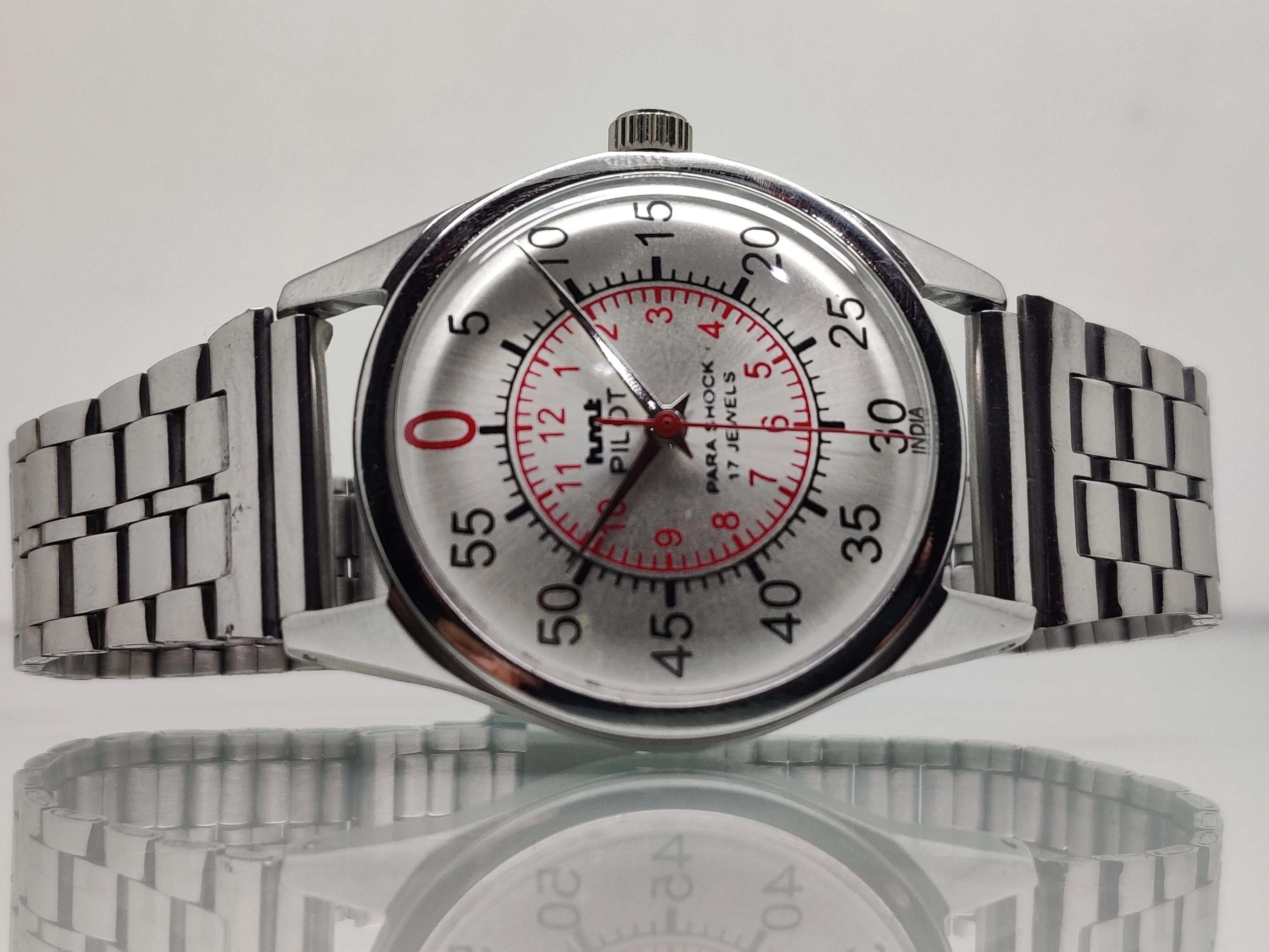 Hmt Pilot Mechanical Handwinding Movement stainless Steel Para Shock 17 Jewels Analog Dial Wrist Watch For Men National Watches