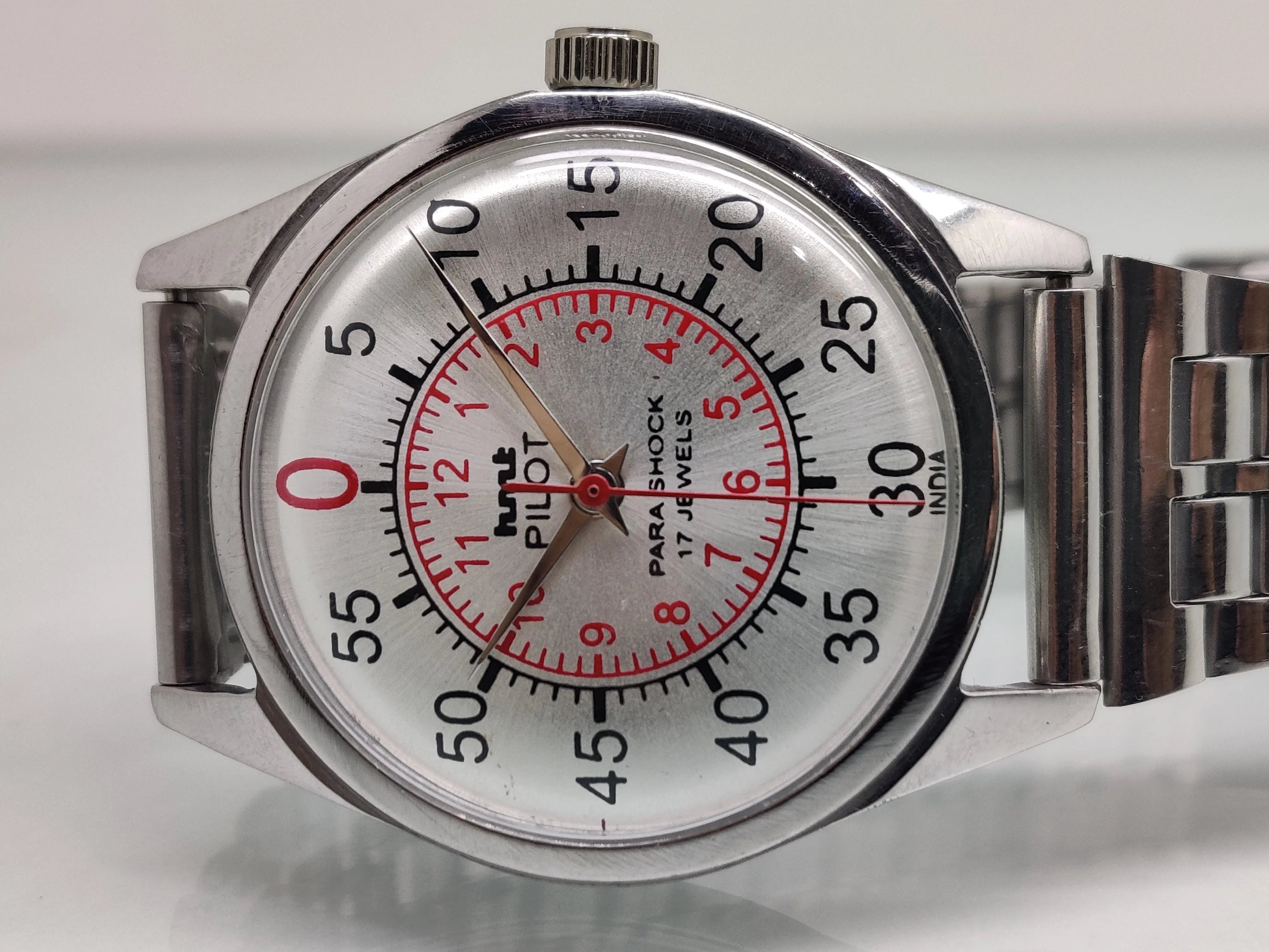 Hmt Pilot Mechanical Handwinding Movement stainless Steel Para Shock 17 Jewels Analog Dial Wrist Watch For Men National Watches