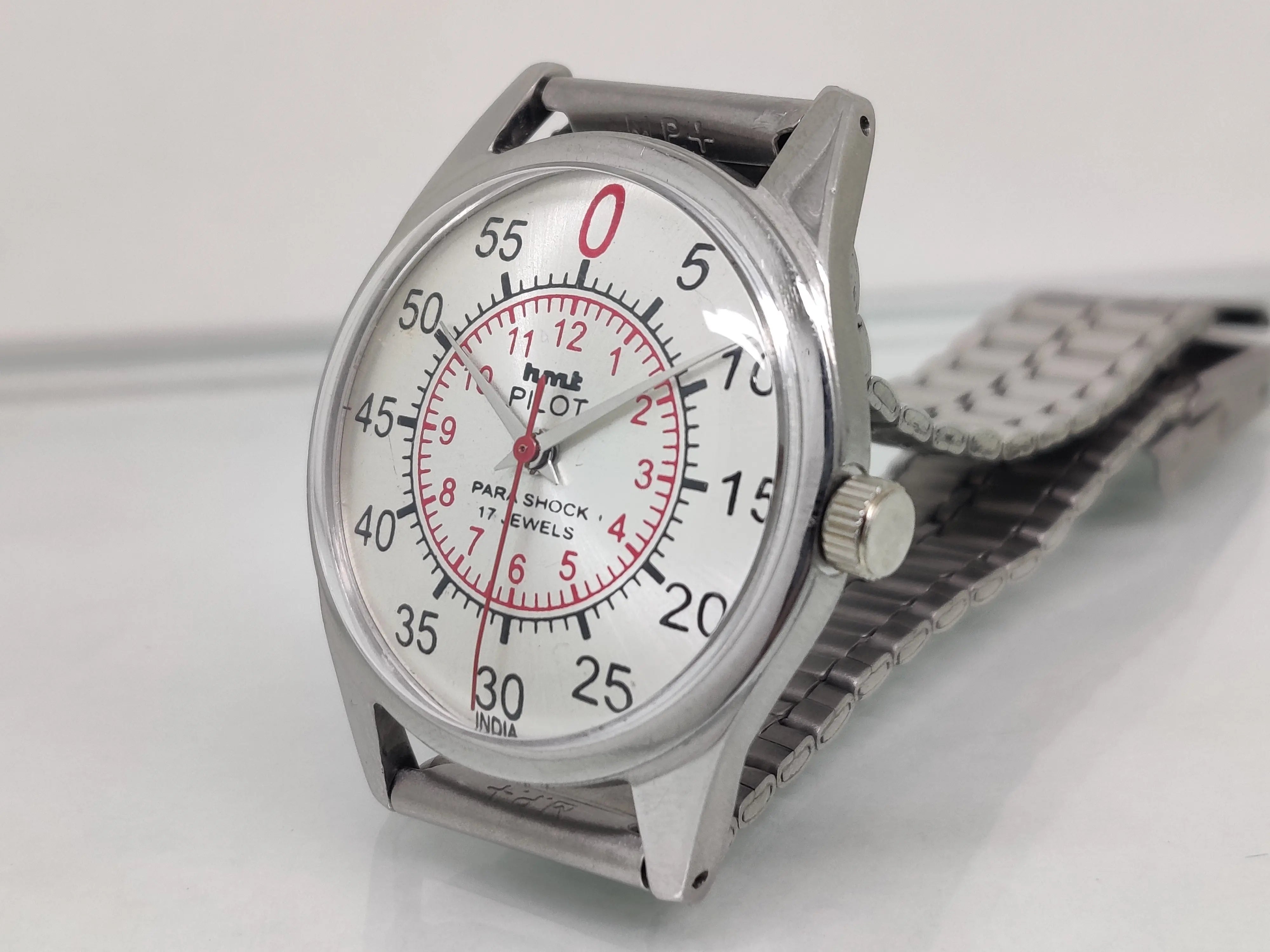 Hmt Pilot Mechanical Handwinding Movement stainless Steel Para Shock 17 Jewels Analog Dial Wrist Watch For Men National Watches