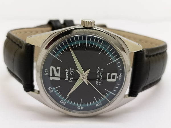 Hmt Pilot Mechanical Handwinding Movement stainless Steel Para Shock 17 Jewels Analog Dial Wrist Watch For Men