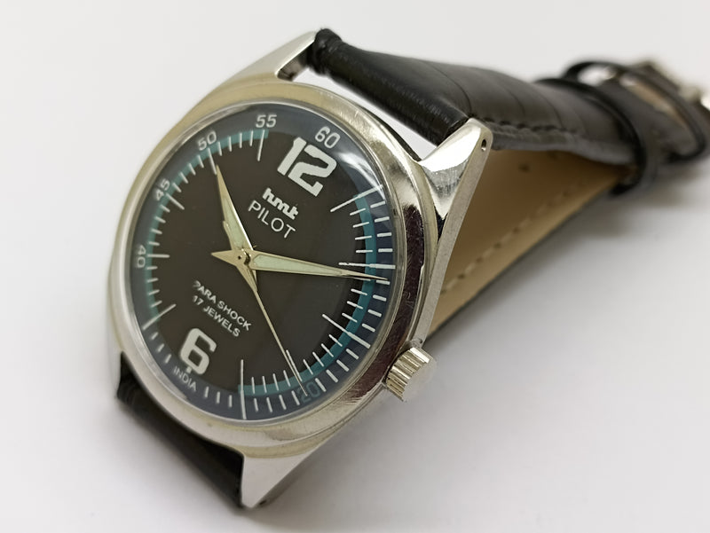 Hmt Pilot Mechanical Handwinding Movement stainless Steel Para Shock 17 Jewels Analog Dial Wrist Watch For Men
