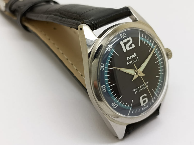 Hmt Pilot Mechanical Handwinding Movement stainless Steel Para Shock 17 Jewels Analog Dial Wrist Watch For Men