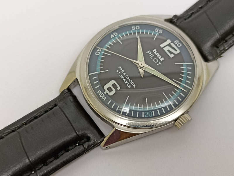 Hmt Pilot Mechanical Handwinding Movement stainless Steel Para Shock 17 Jewels Analog Dial Wrist Watch For Men