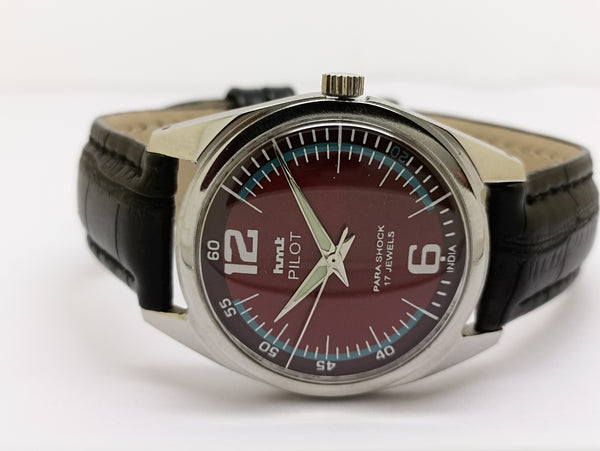 Hmt Pilot Mechanical Handwinding Movement stainless Steel Para Shock 17 Jewels Analog Dial Wrist Watch For Men